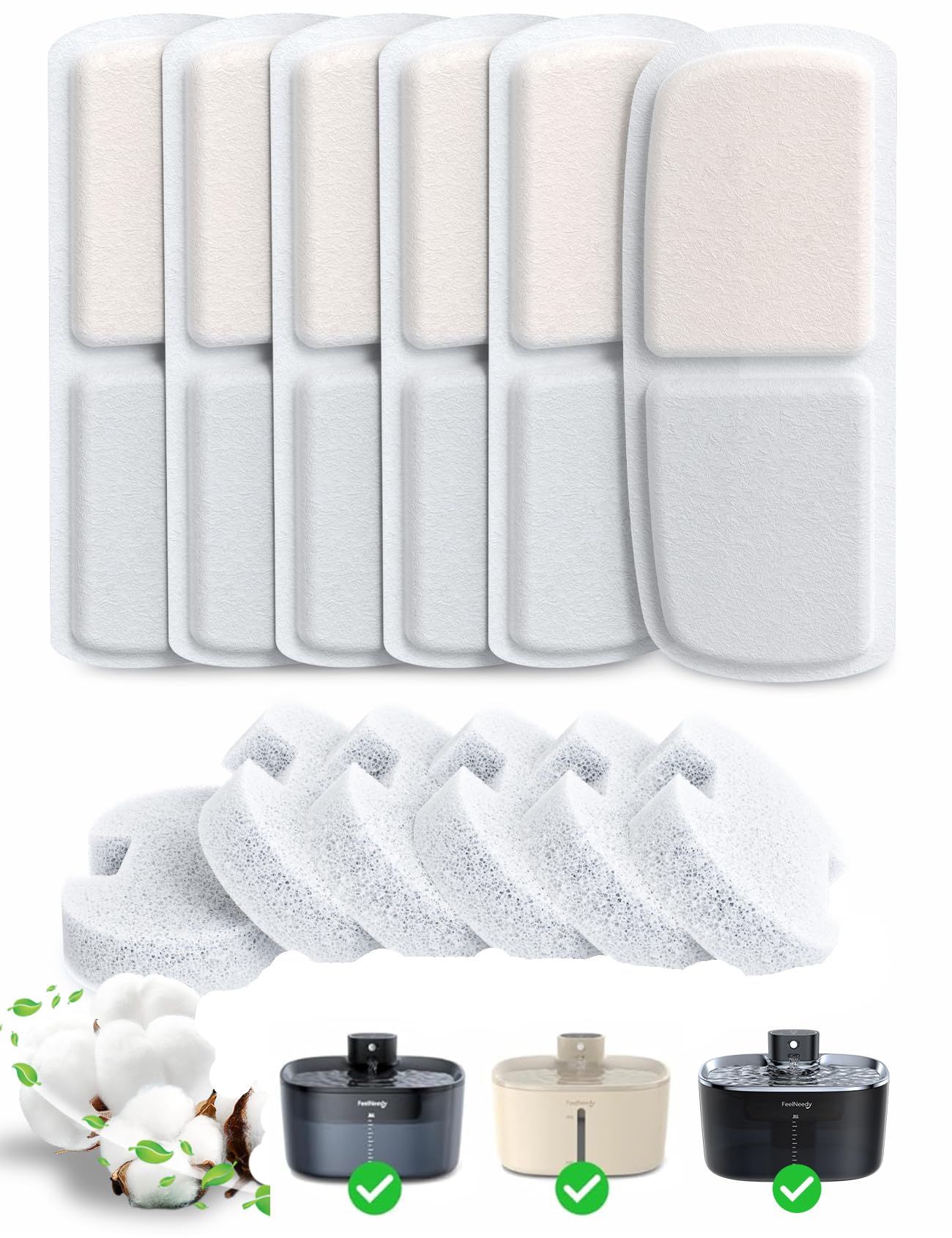 FEELNEEDY filtros seis-pack para fuente de gatos FN-W07, mejora la pureza del agua