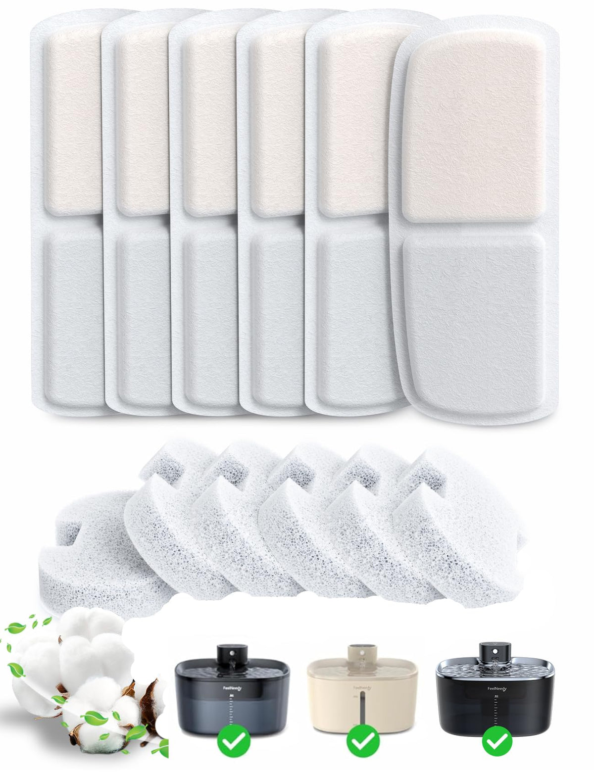 FEELNEEDY filtros seis-pack para fuente de gatos FN-W07, mejora la pureza del agua