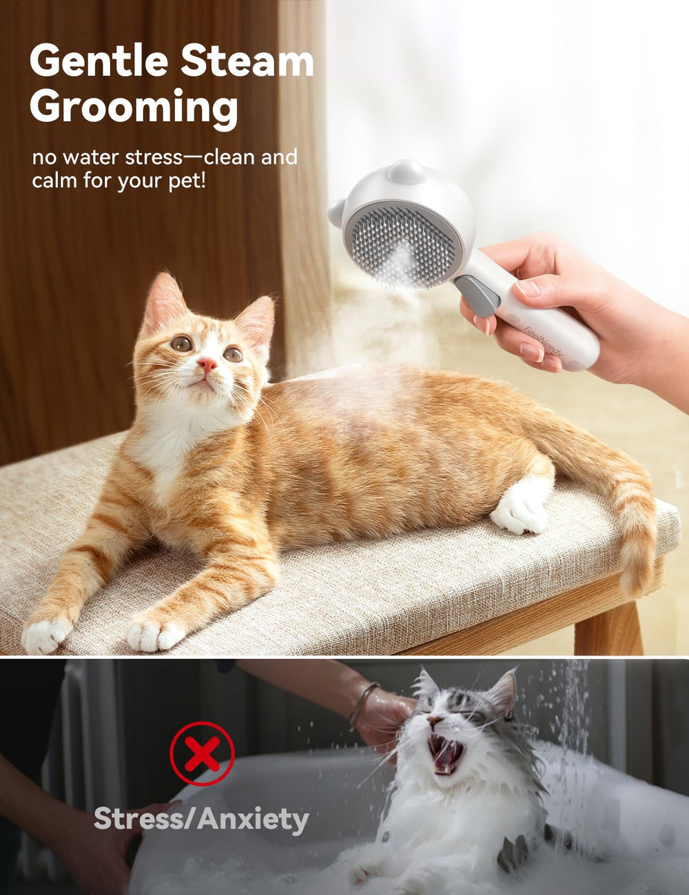 FEELNEEDY: masaje suave durante el cepillado para gatos.