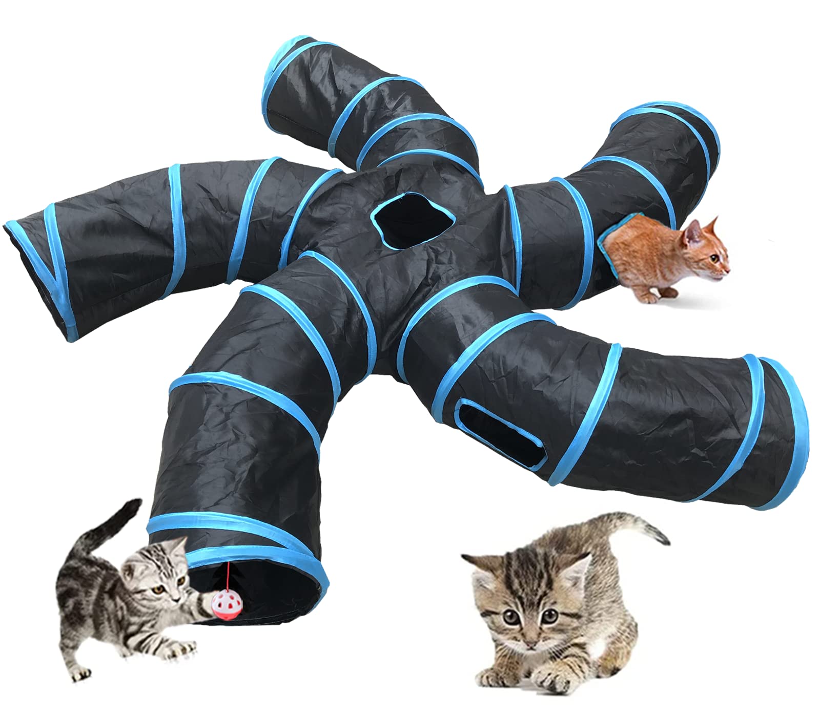 Feesok túnel para gatos con 5 tramos y mirillas para explorar.