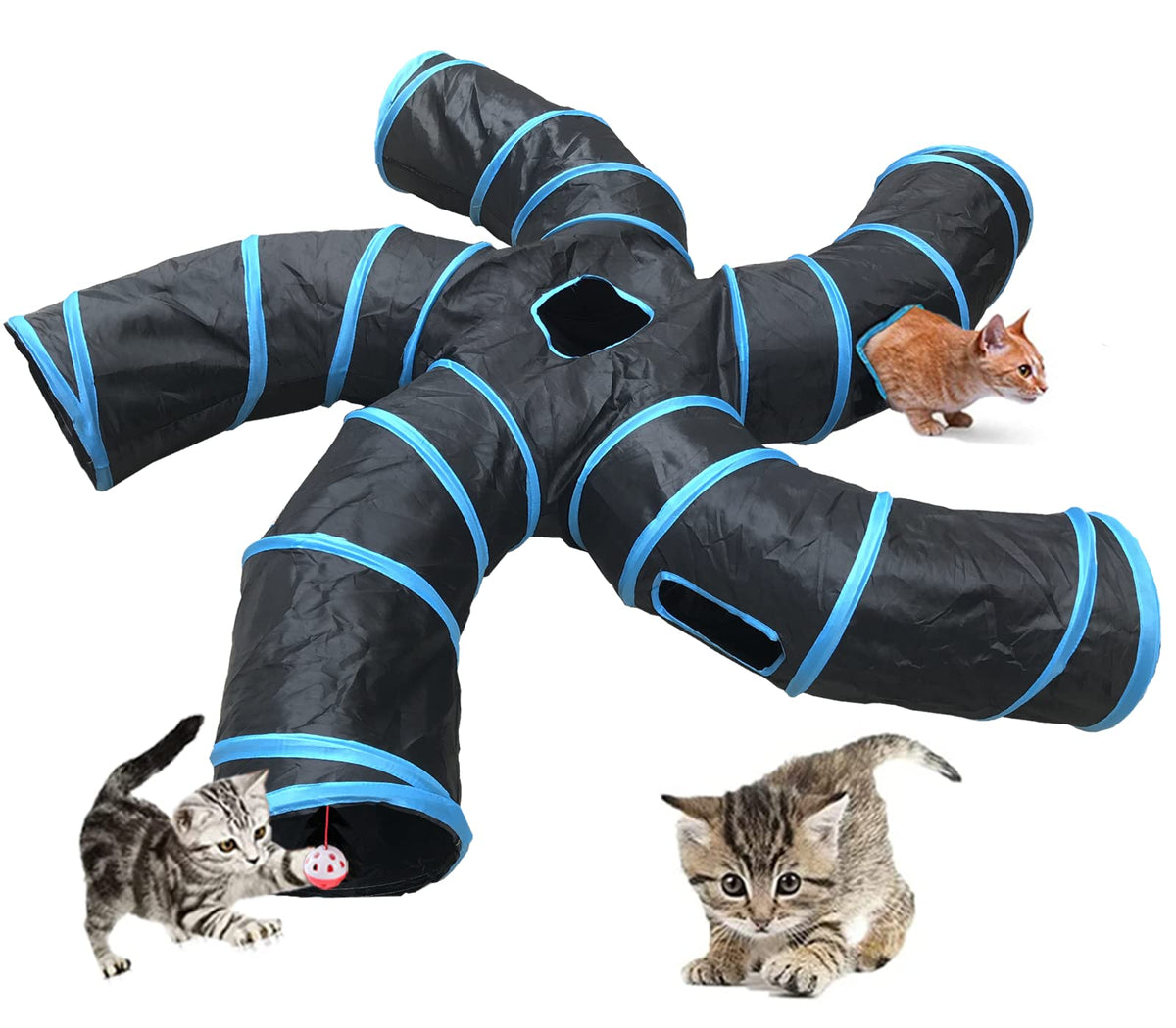 Feesok túnel para gatos con 5 tramos y mirillas para explorar.