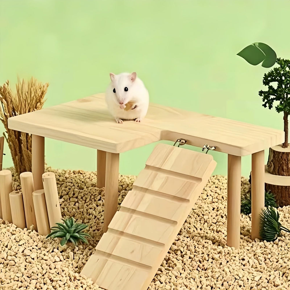 Feiena plataforma de madera para hámster, diseño resistente y duradero