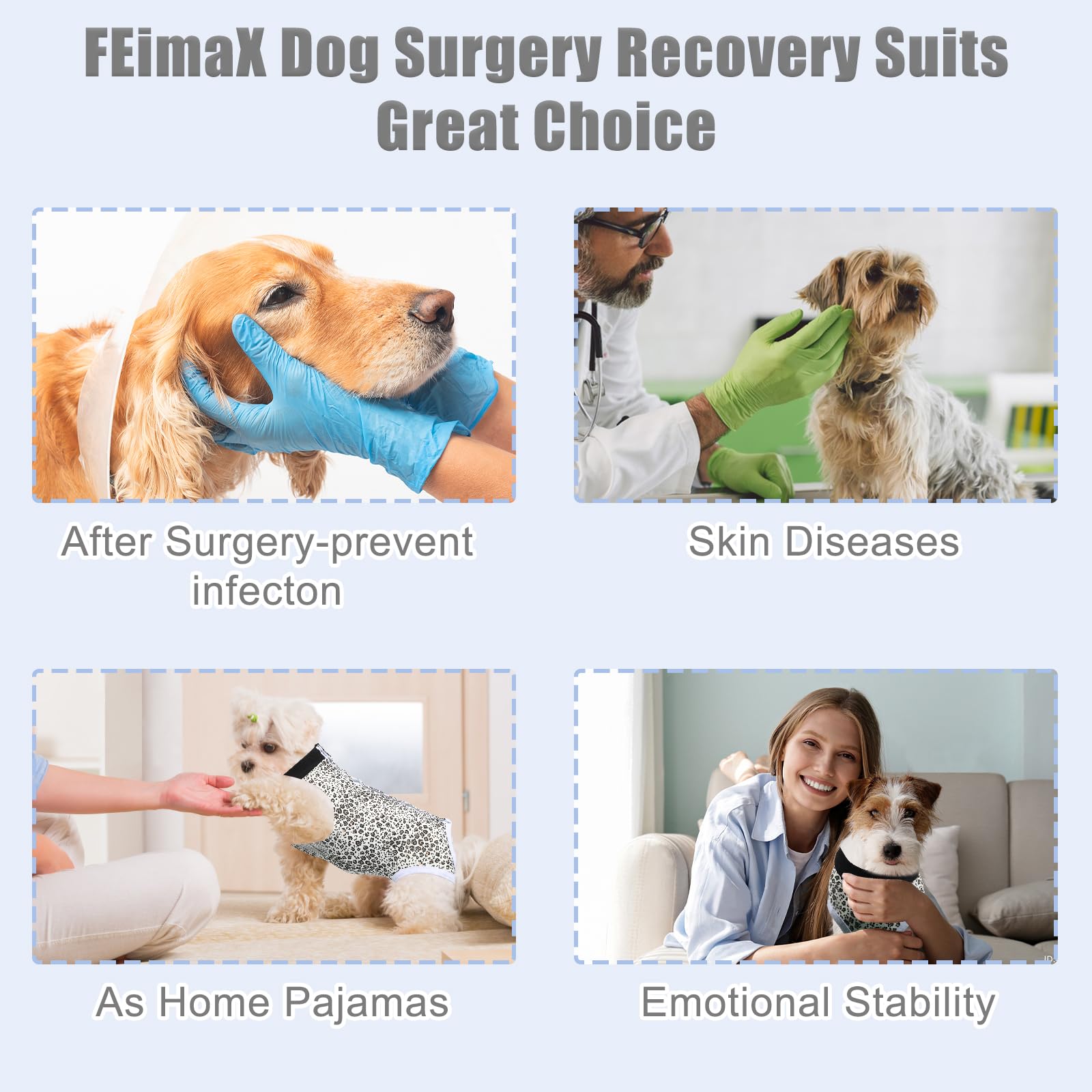 FEimaX prenda de recuperación para perro, alternativa al collar para comer y jugar.