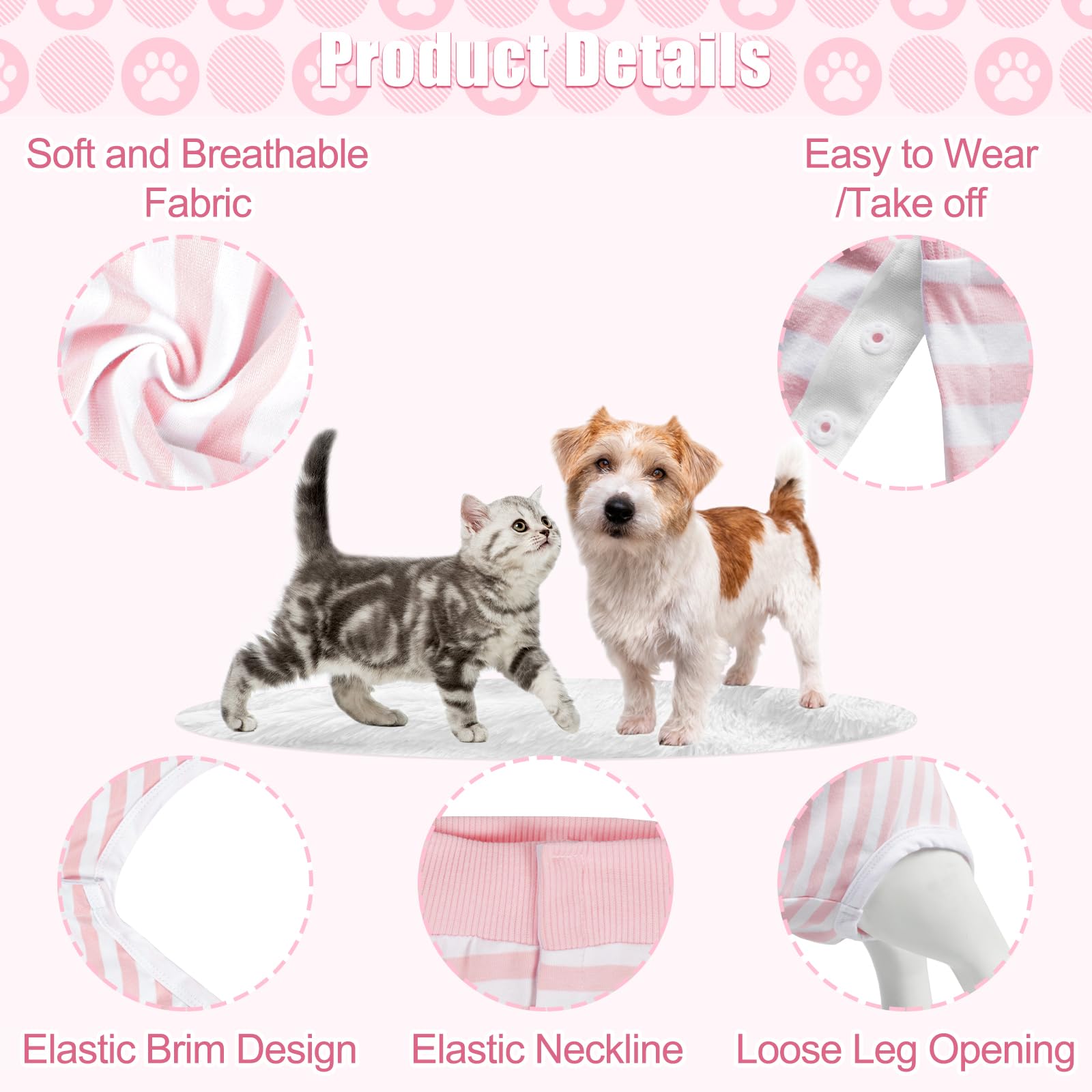 FEimaX prenda recuperación perro diseño con broches para un ajuste seguro.