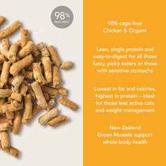 Feline Natural cordero y mejillón verde, proteína natural para felinos carnívoros.