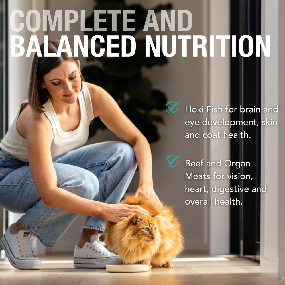 Feline Natural Hoki-Beef Feast: etiqueta sin granos, opción adecuada para dietas sin cereales.