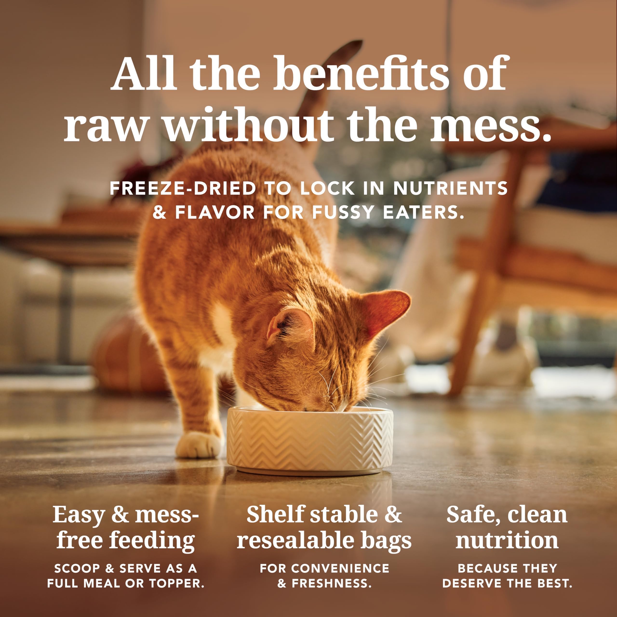 Feline Natural proceso liofilizado que conserva sabor y nutrientes.