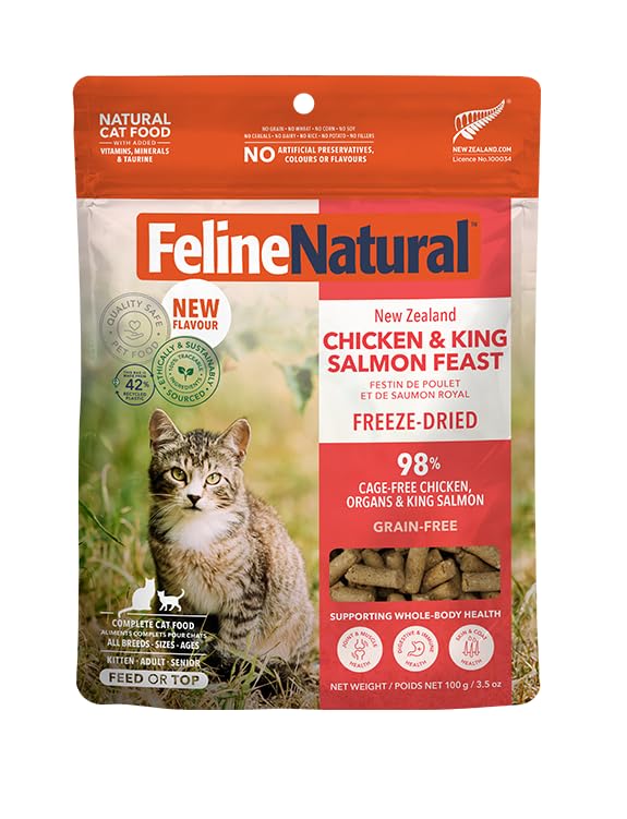 Feline Natural rehidratar con agua tibia para una textura suave.