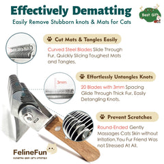 FelineFun puntas redondeadas para seguridad durante el cepillado.