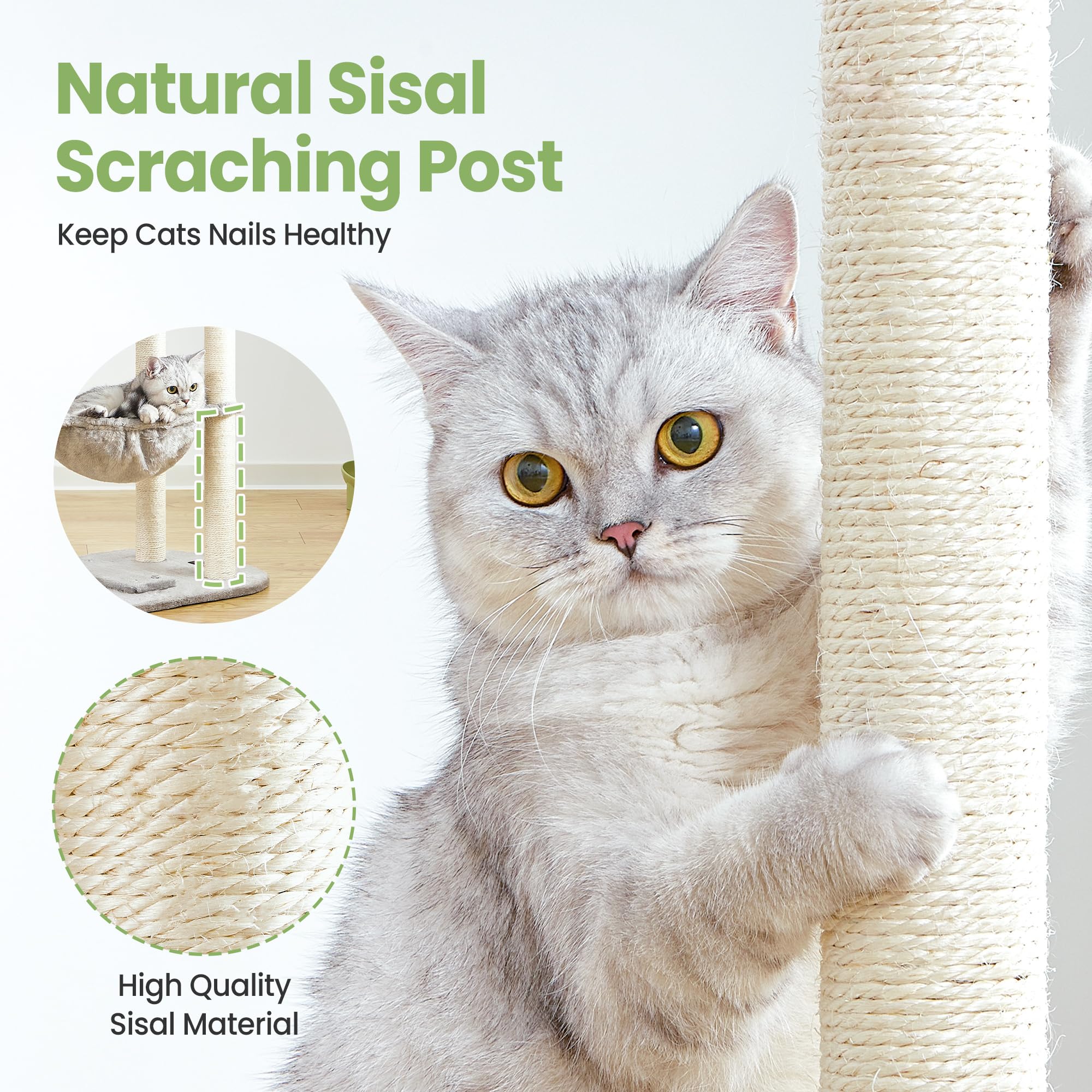 Feliskyn árbol para gatos: cama superior removible para siestas tranquilas.