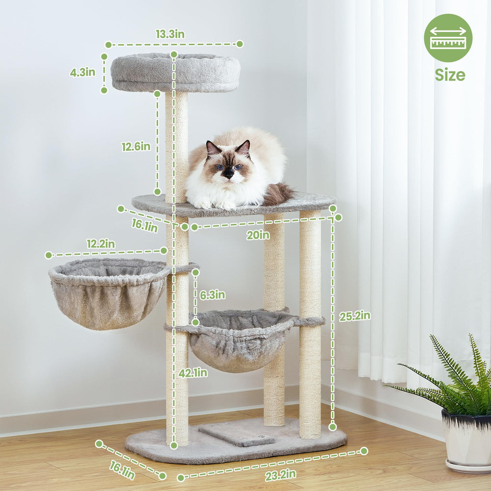 Feliskyn diseño gris-beige: estética contemporánea para sala y rincón de juego.