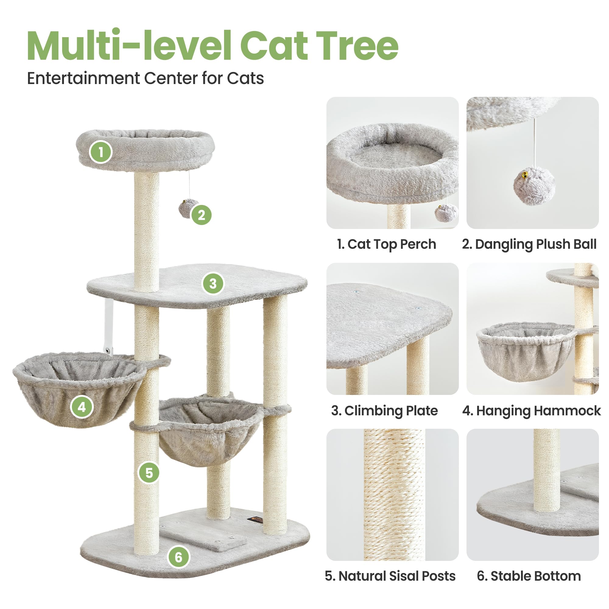 Feliskyn árbol para gatos: dos hamacas para juego y descanso en pareja.