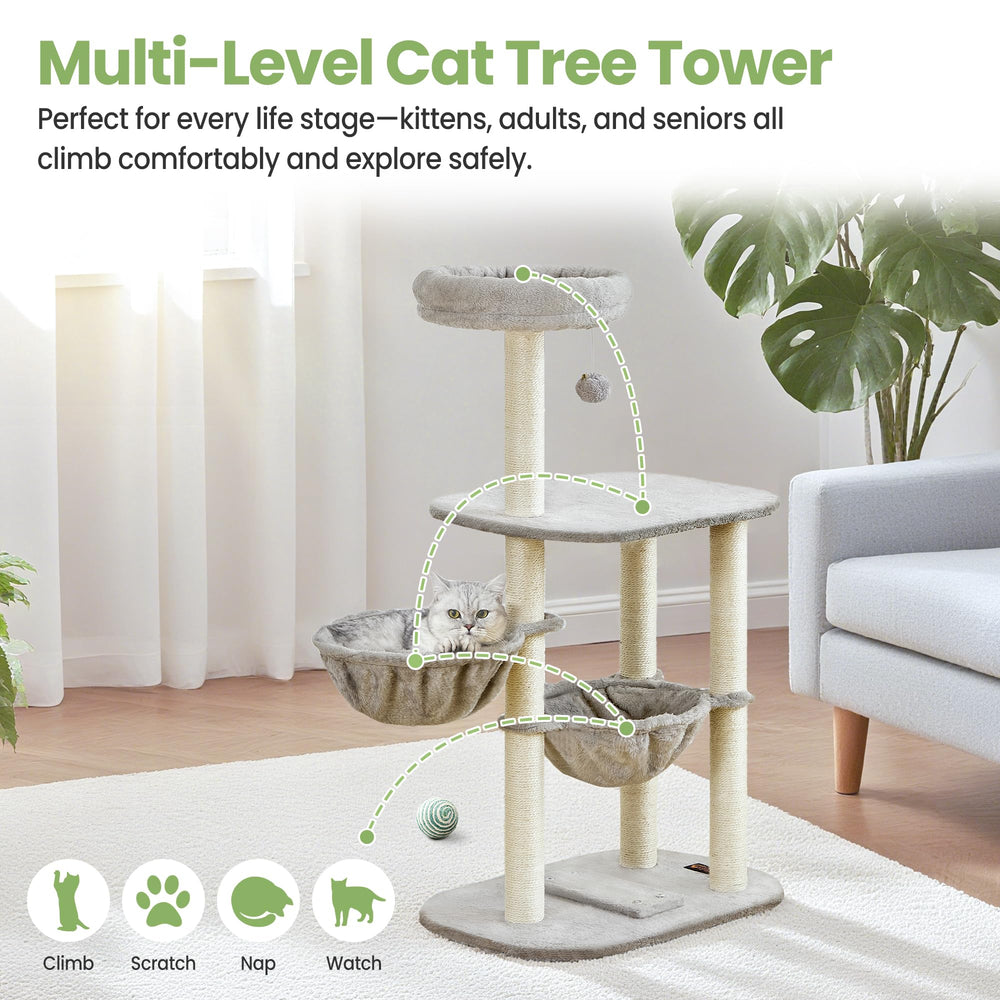 Feliskyn árbol para gatos: postes recubiertos de sisal para rascar naturalmente.