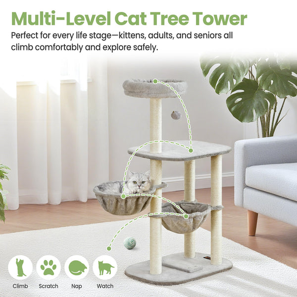 Feliskyn árbol para gatos: postes recubiertos de sisal para rascar naturalmente.
