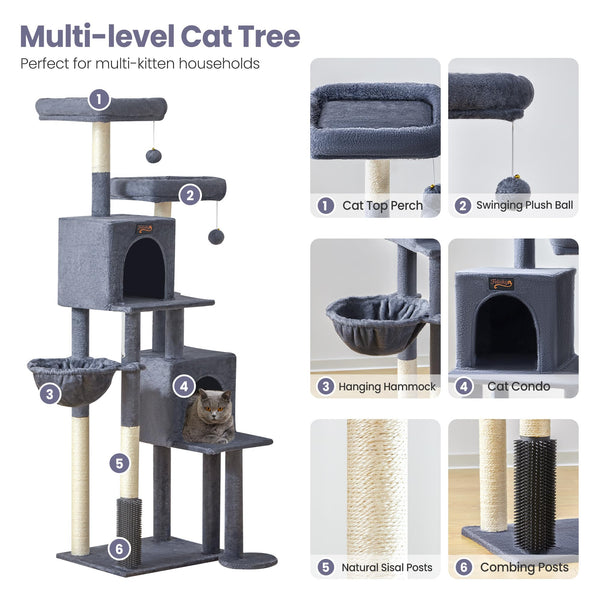 Feliskyn arbol gatos XL, zona de descanso con hamaca para siesta cómoda.