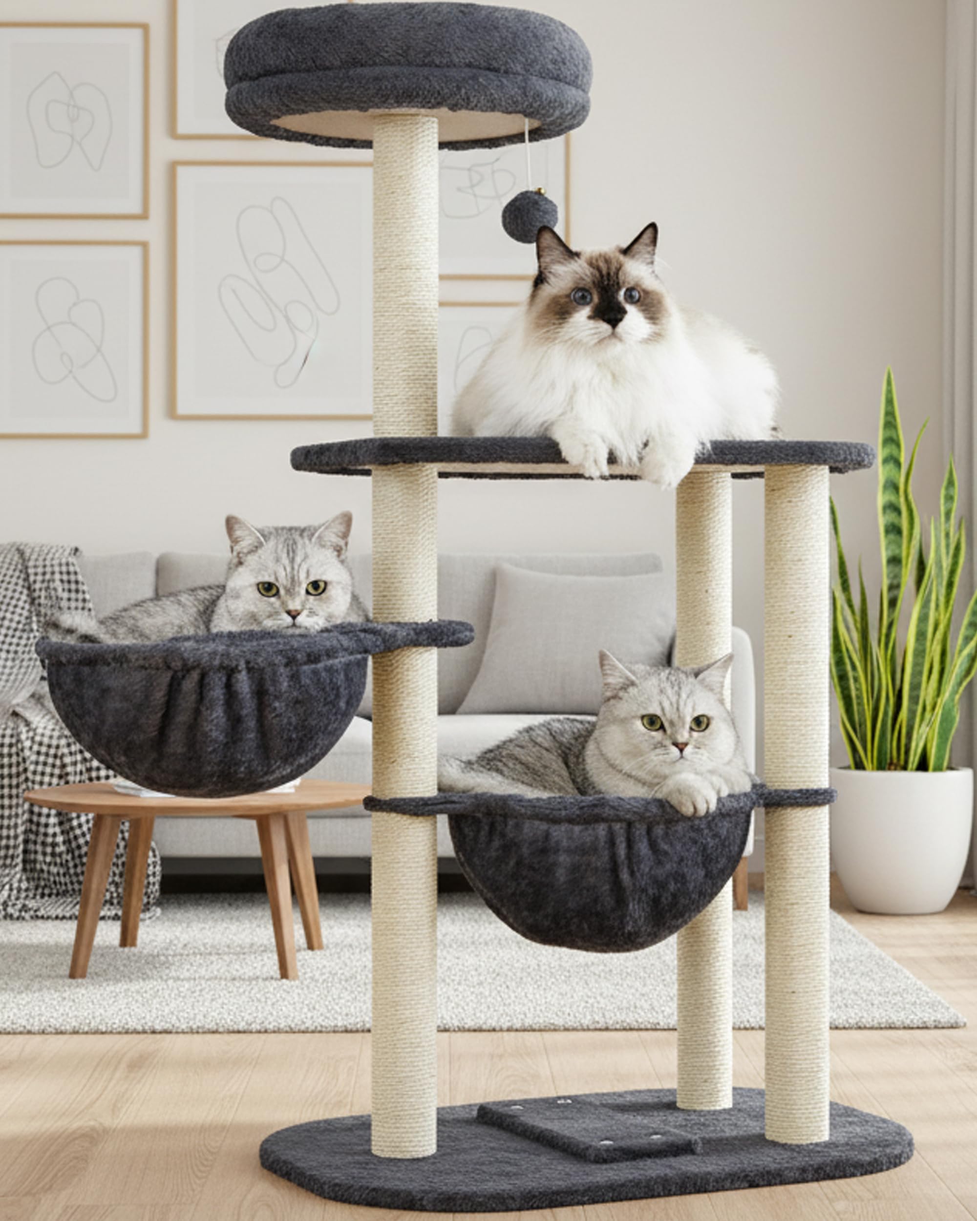 Feliskyn torre-gato 42 pulgadas con plataformas para dos gatos.