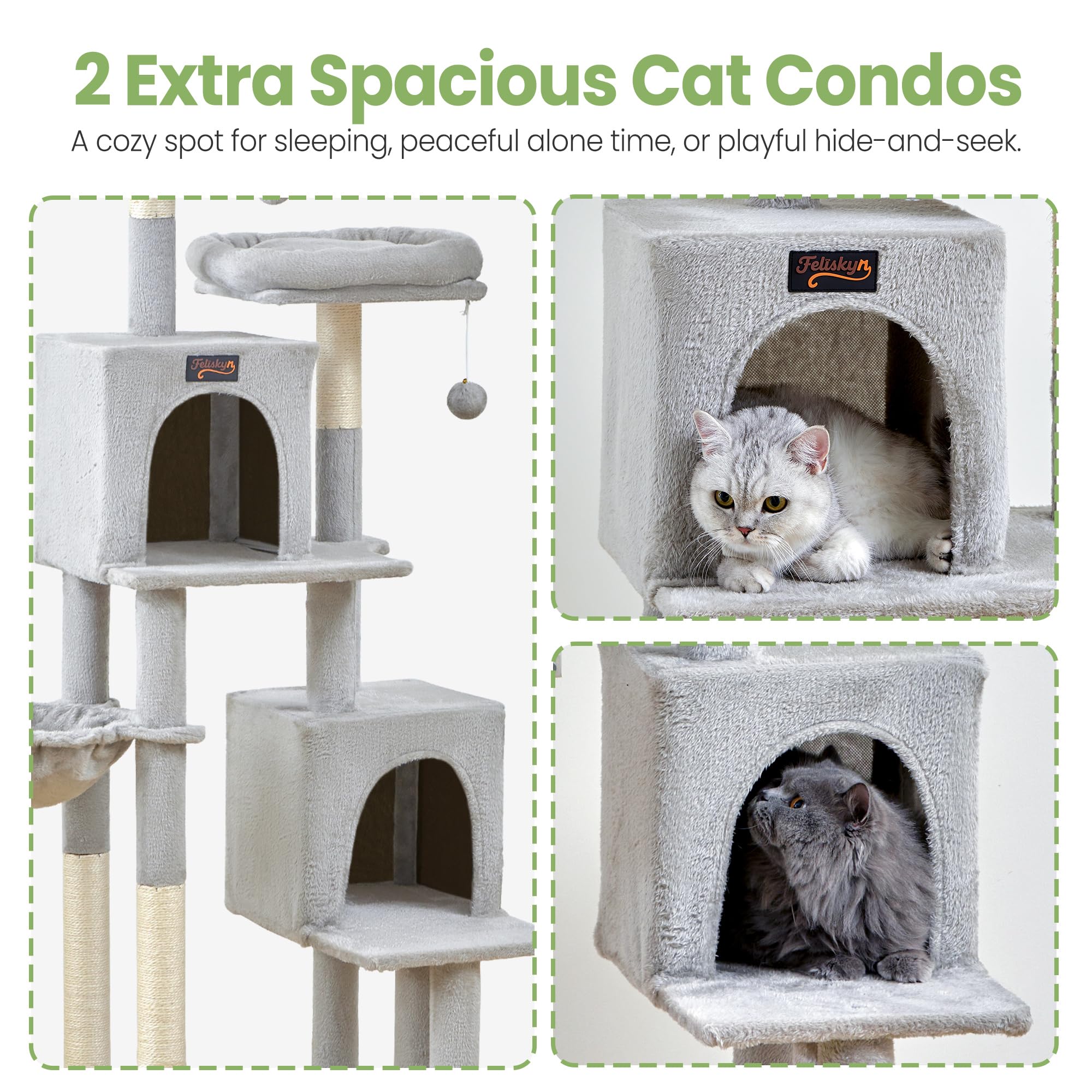 Feliskyn torre para gatos interior con múltiples niveles, ideal para ejercicio vertical