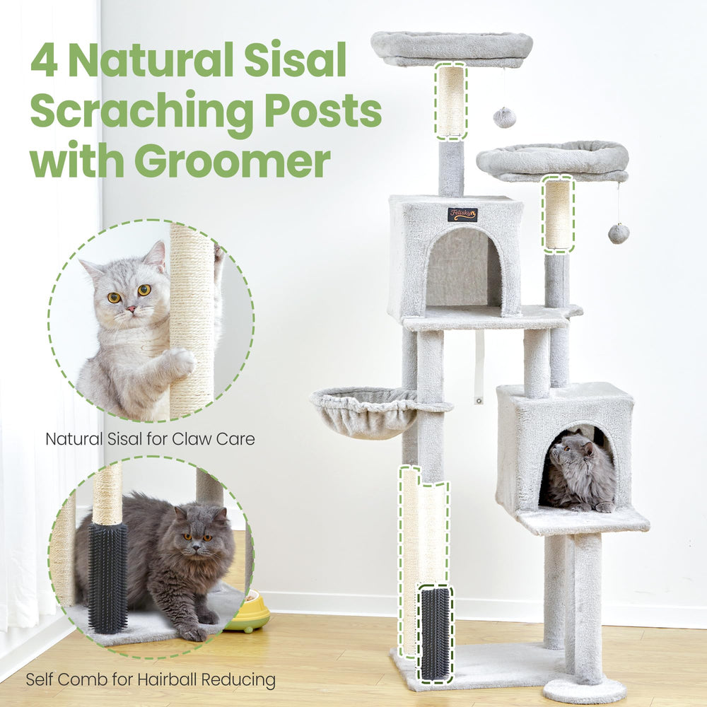 Feliskyn torre para gatos con juguetes pendulares para juego activo