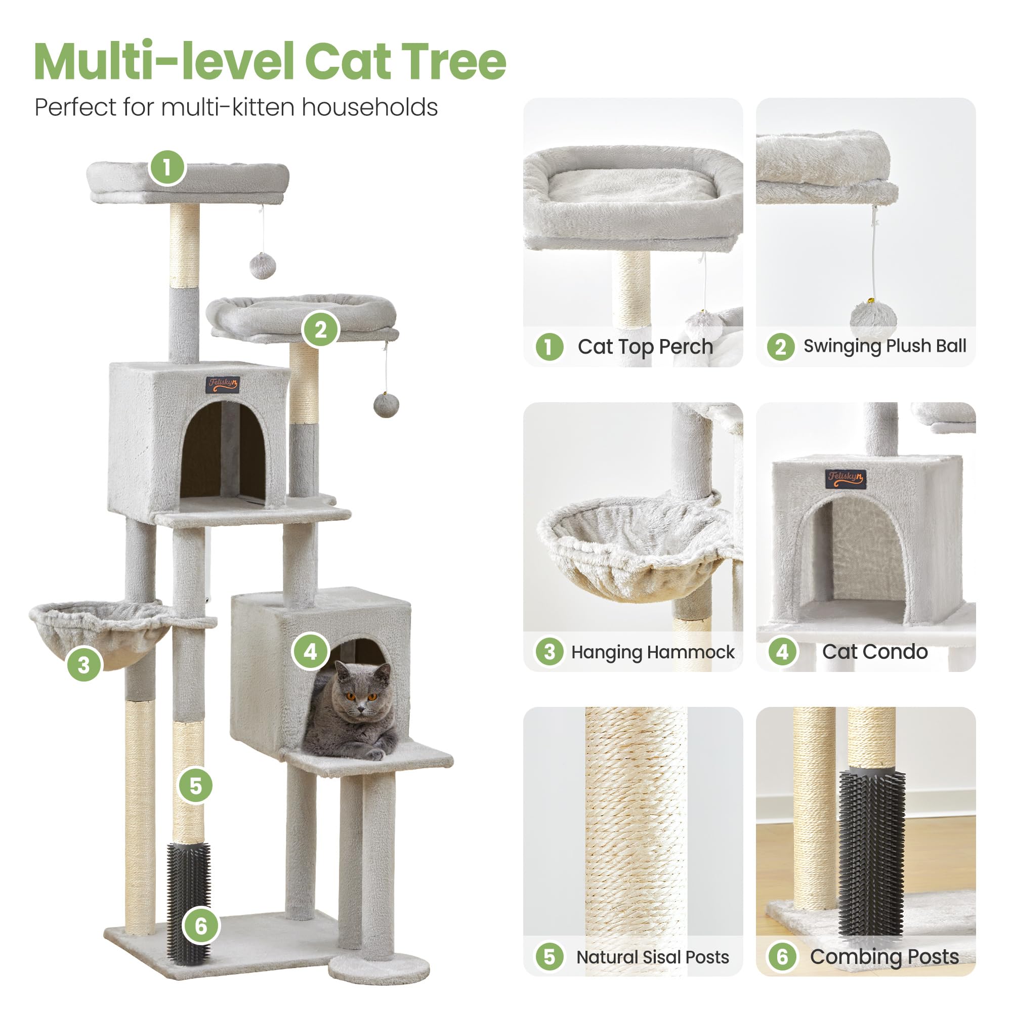 Feliskyn torre con postes de sisal para rascar y proteger muebles