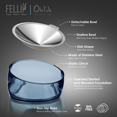Felli Oblik base elevada antideslizante ofrece estabilidad durante la comida.