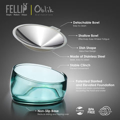 Felli Oblik: plato inoxidable 304 removible facilita limpieza y mayor higiene.