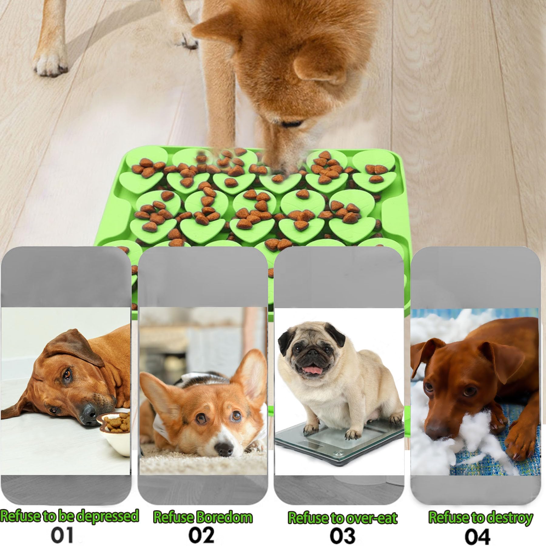 Femont Snuffle Mat uso en suelo para perro pequeño.