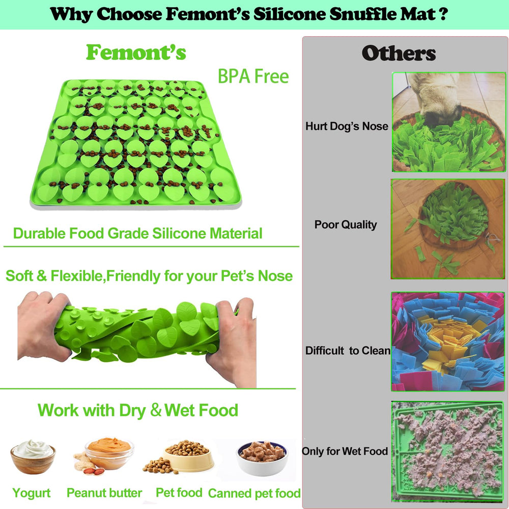 Femont Snuffle Mat de silicona alimentaria, seguro y suave para la nariz del perro.