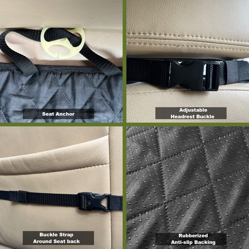 Anclas y correas de seguridad de Femuar fijan la funda al asiento.