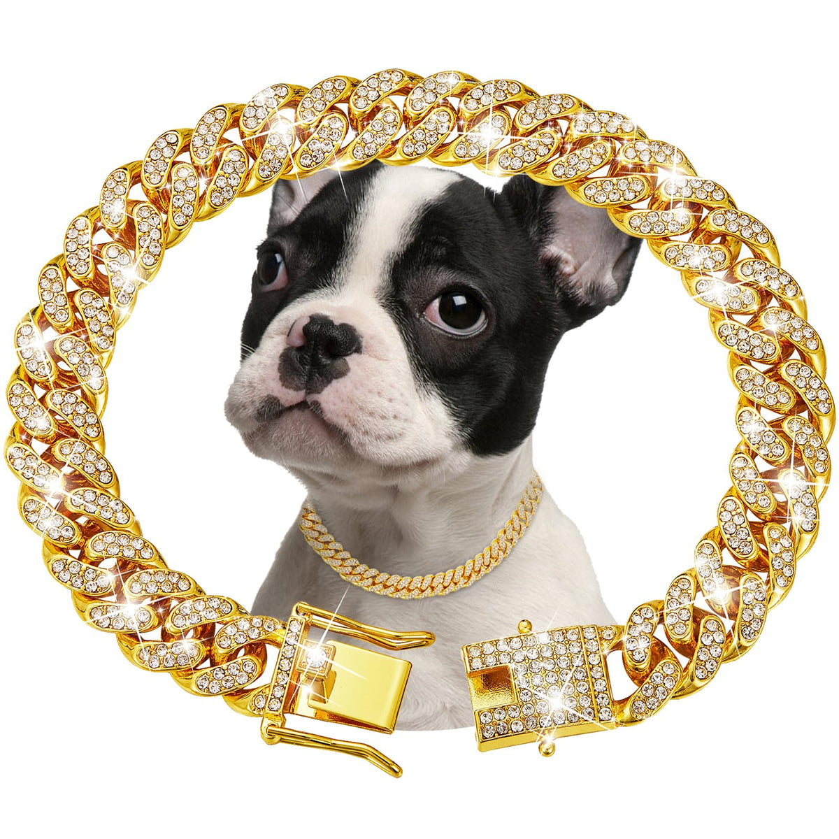 fengco collar cadena diamante cubano 13mm dorado para paseos con estilo