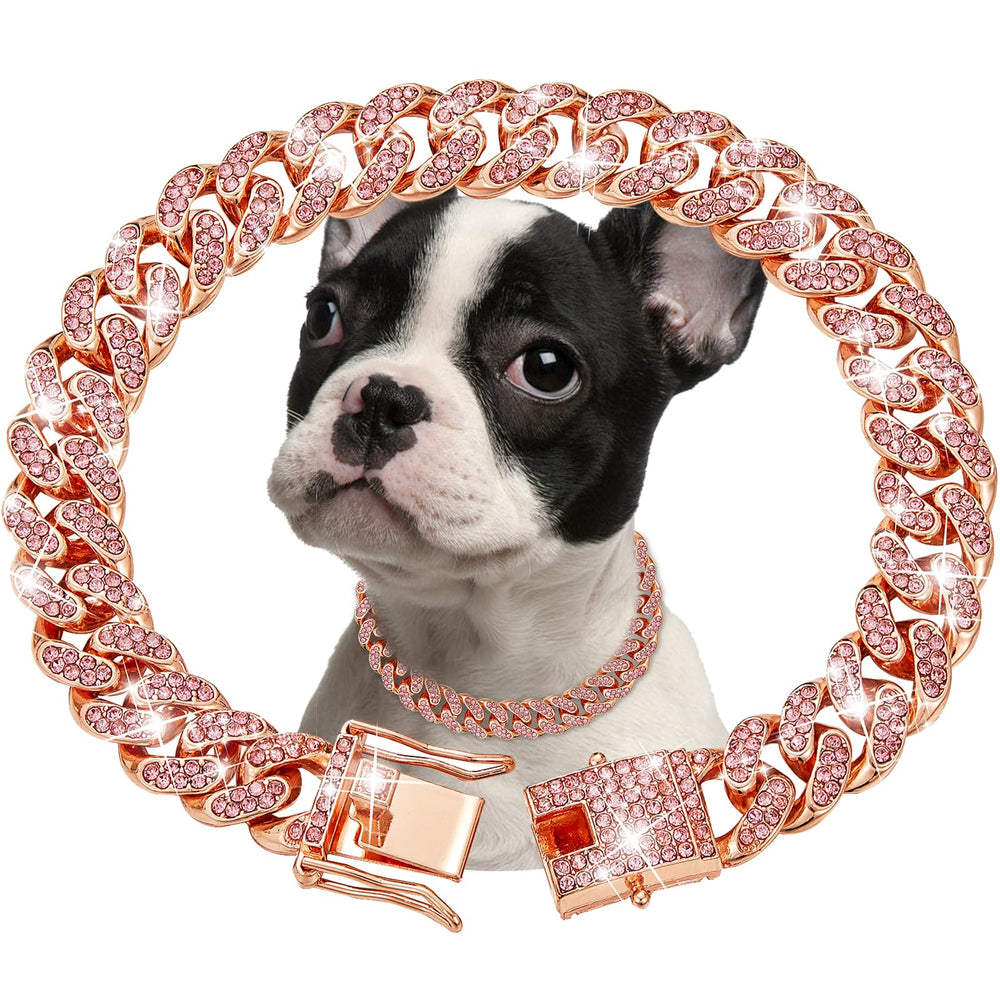 fengco collar rosado-dorado 13mm para perros, apariencia elegante para salidas diurnas.