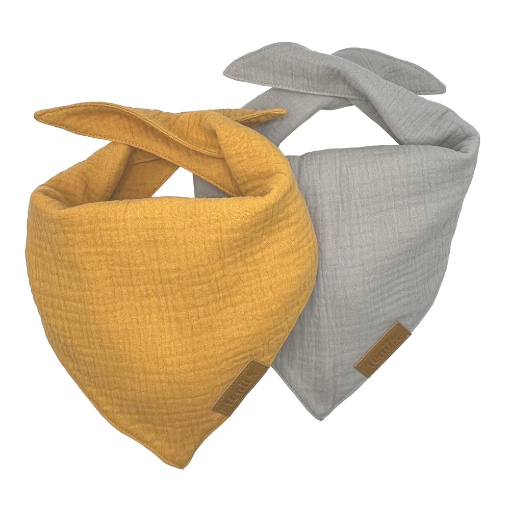 Bandana fenii de algodón premium amarilla con doble capa para paseos diarios.