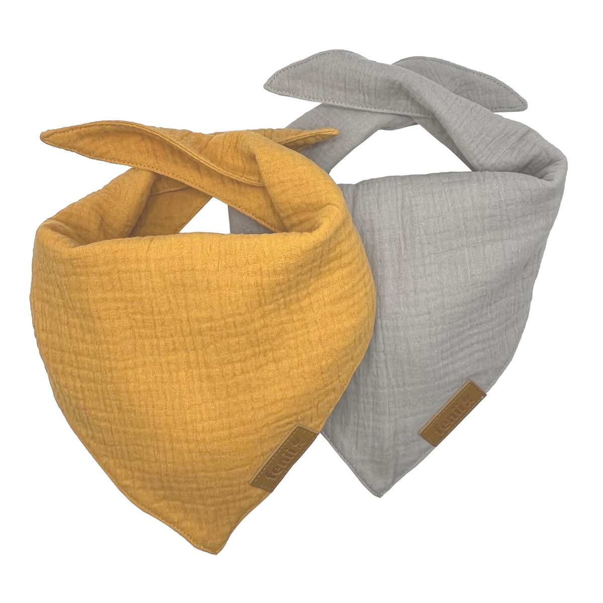 Bandana fenii de algodón premium amarilla con doble capa para paseos diarios.
