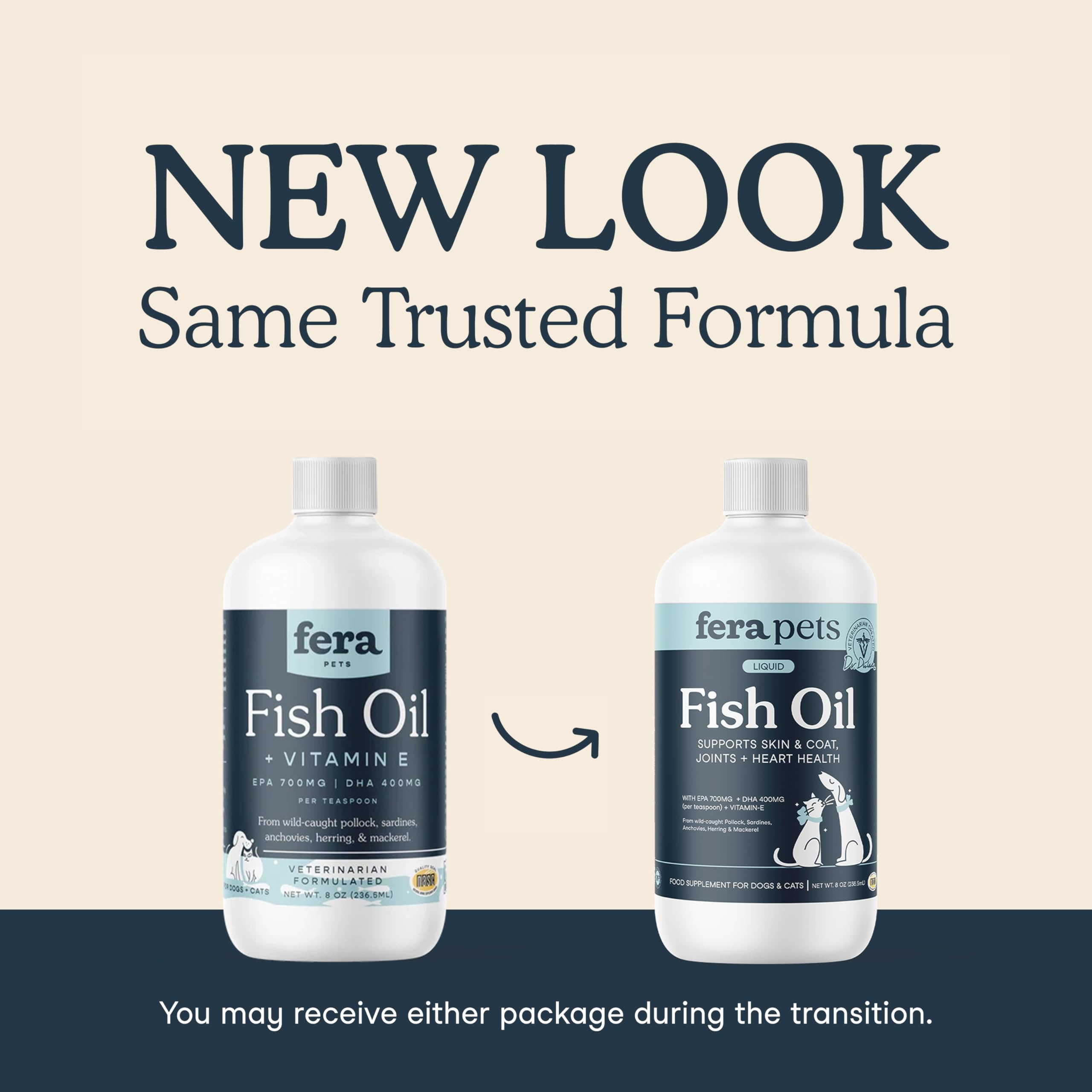 Fera Pets Fish Oil dosificador, dosis diaria fácil para perros y gatos.