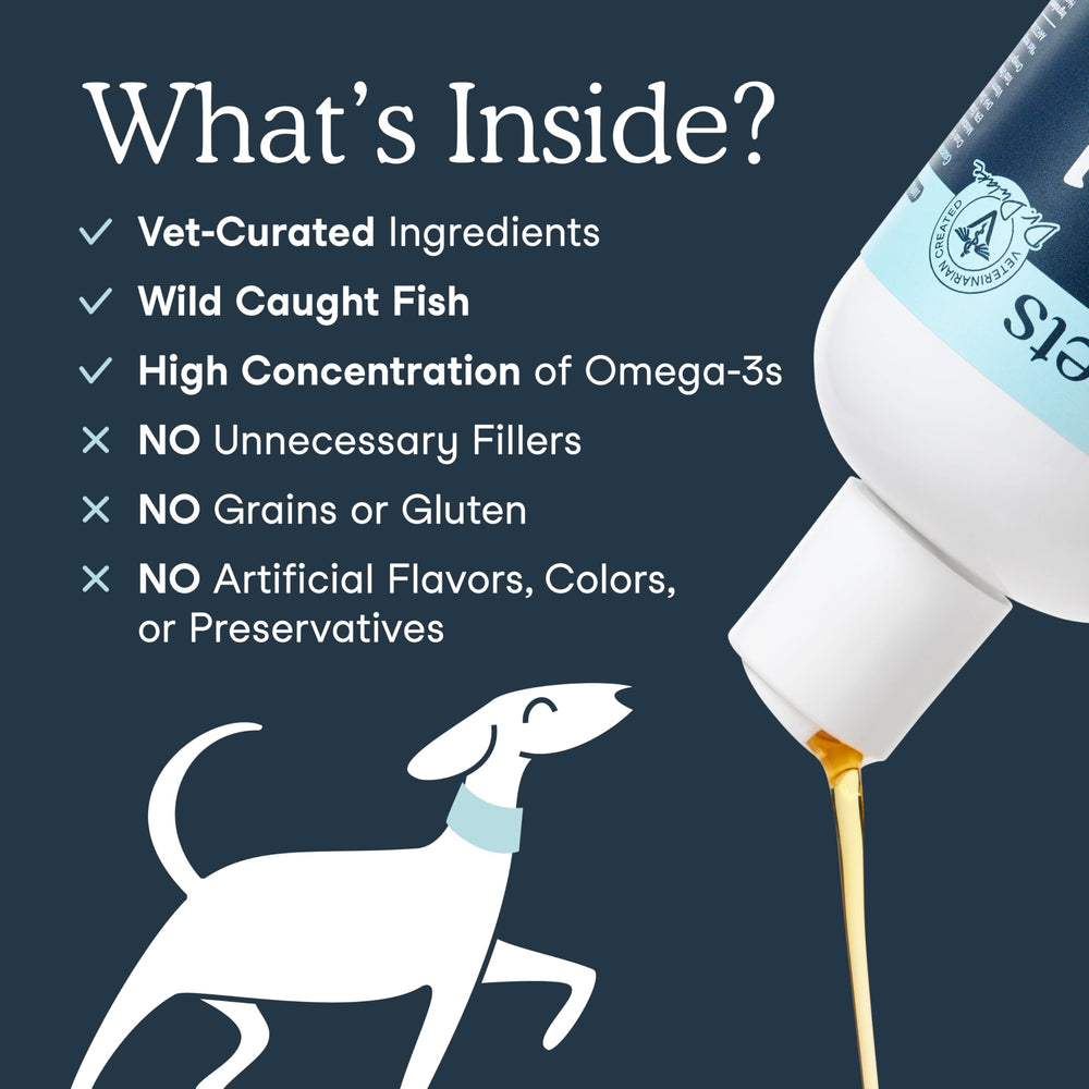 Fera Pets Fish Oil sobre comida, mezcla sencilla para tu mascota.