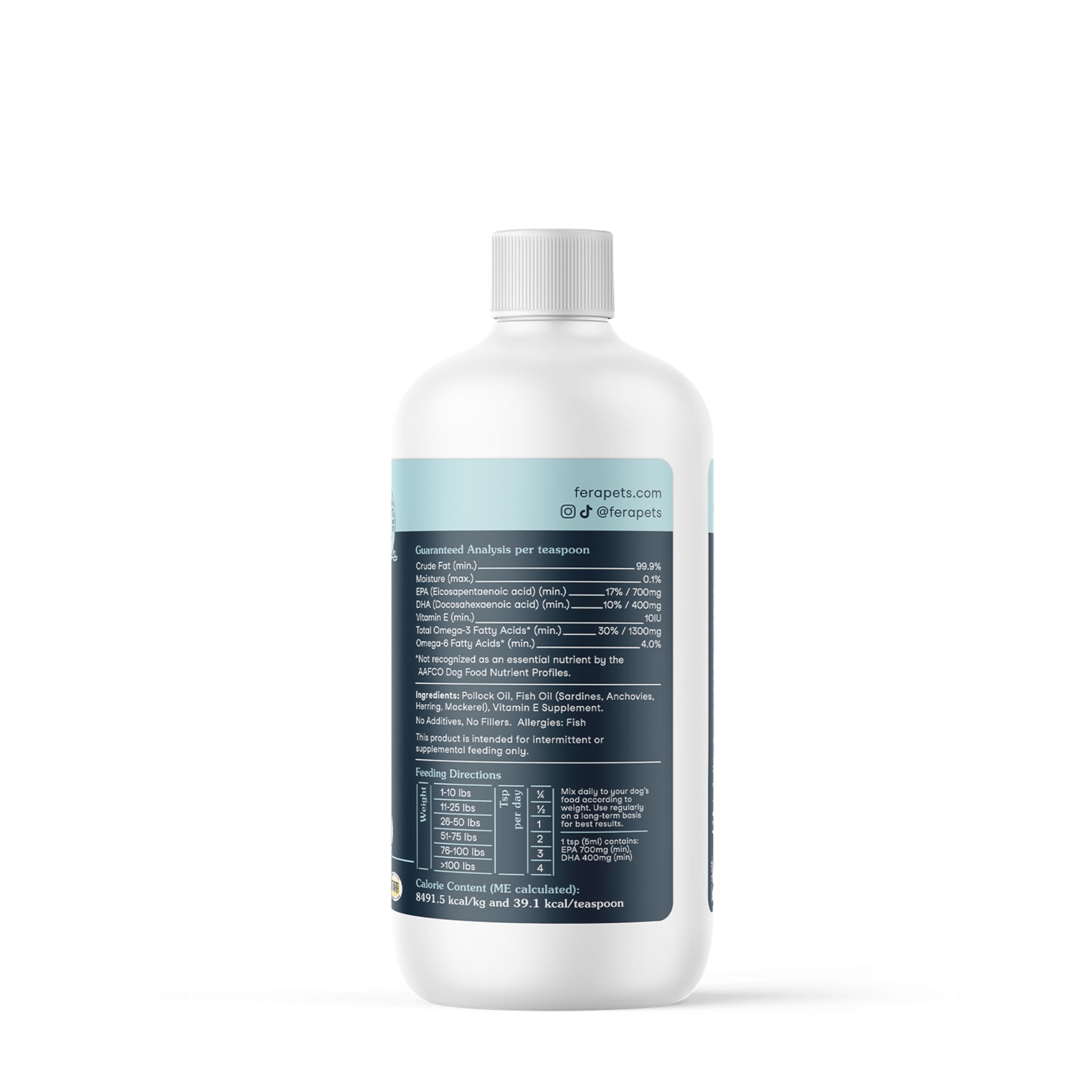 Fera Pets Fish Oil para perros y gatos, apoyo a la salud general.