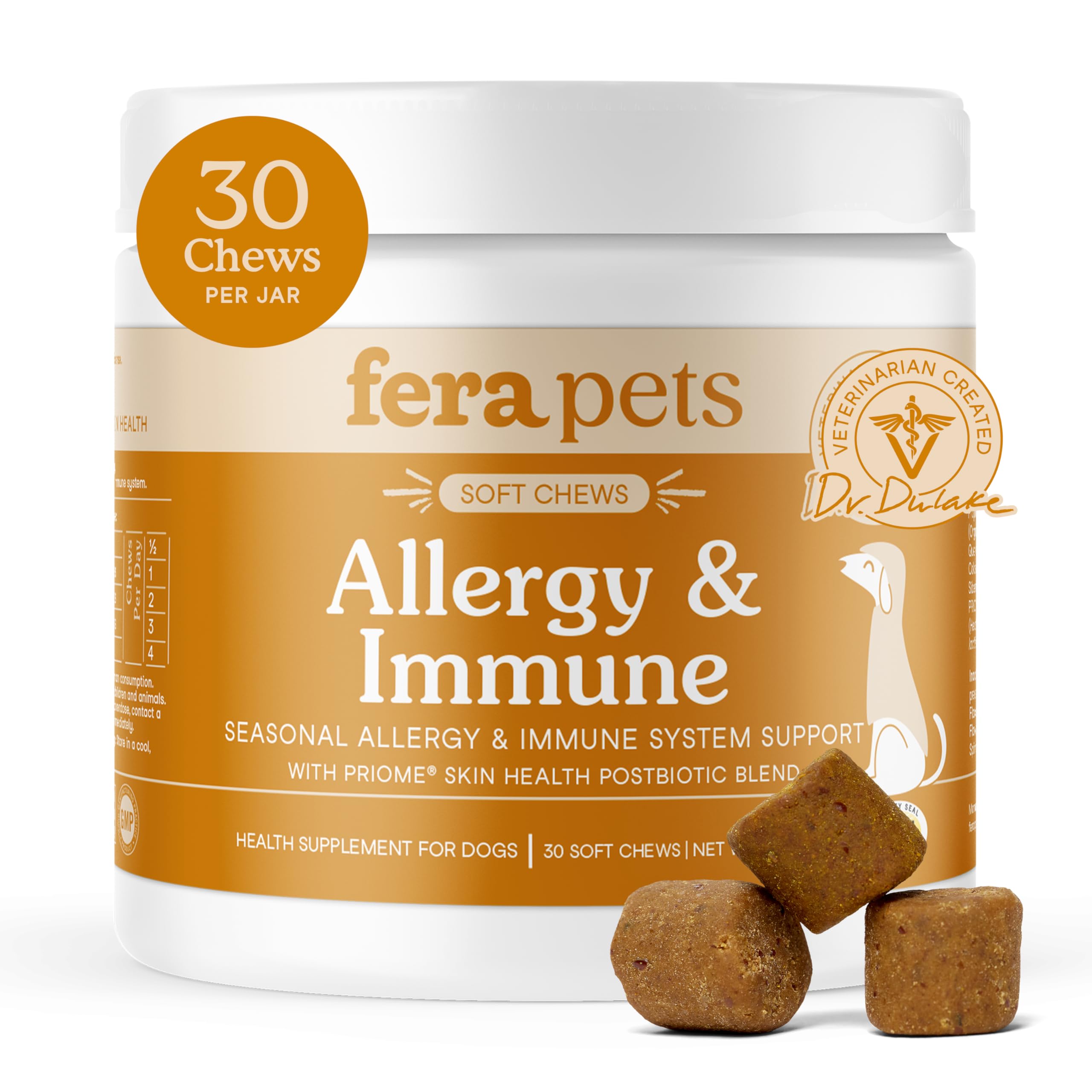 Fera Pets Alergia Perros Mordiscos Suaves para piel sana y confort diario.