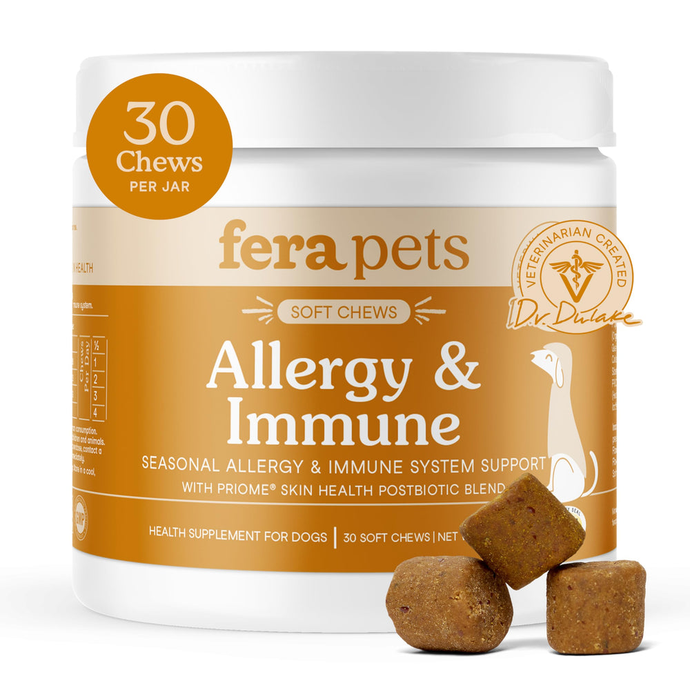 Fera Pets Alergia Perros Mordiscos Suaves para piel sana y confort diario.