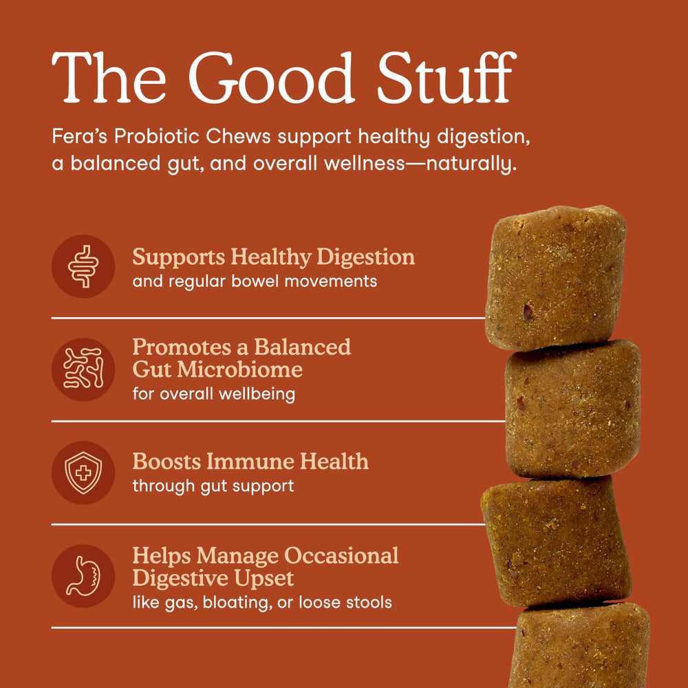 Fera Pets Probiotics: bocaditos postbióticos para microbioma más resistente.