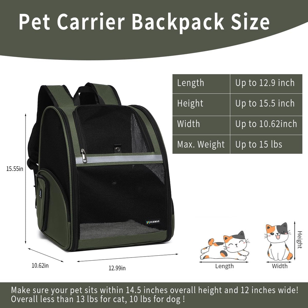 FERMAO Mochila portamascotas bolsillos laterales para objetos y accesorios