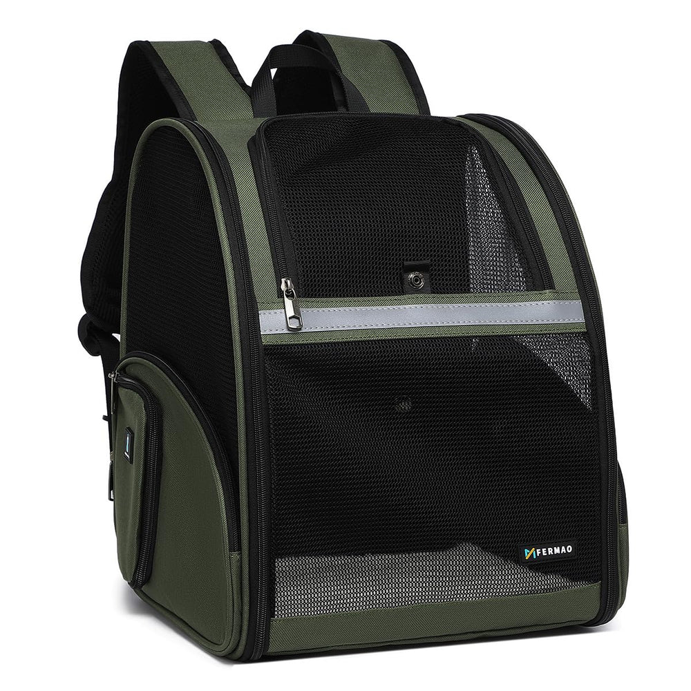 FERMAO Mochila portamascotas ventilada, vista frontal para viajes cómodos