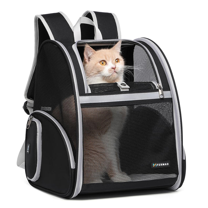 FERMAO Mochila transportín para gato general, transporte cómodo para mascotas pequeñas.