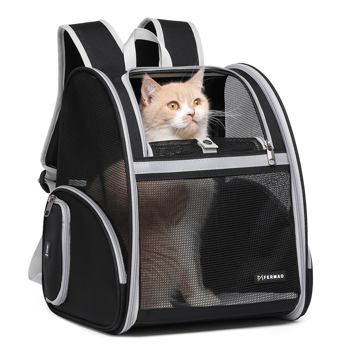 FERMAO Mochila transportín para gato general, transporte cómodo para mascotas pequeñas.