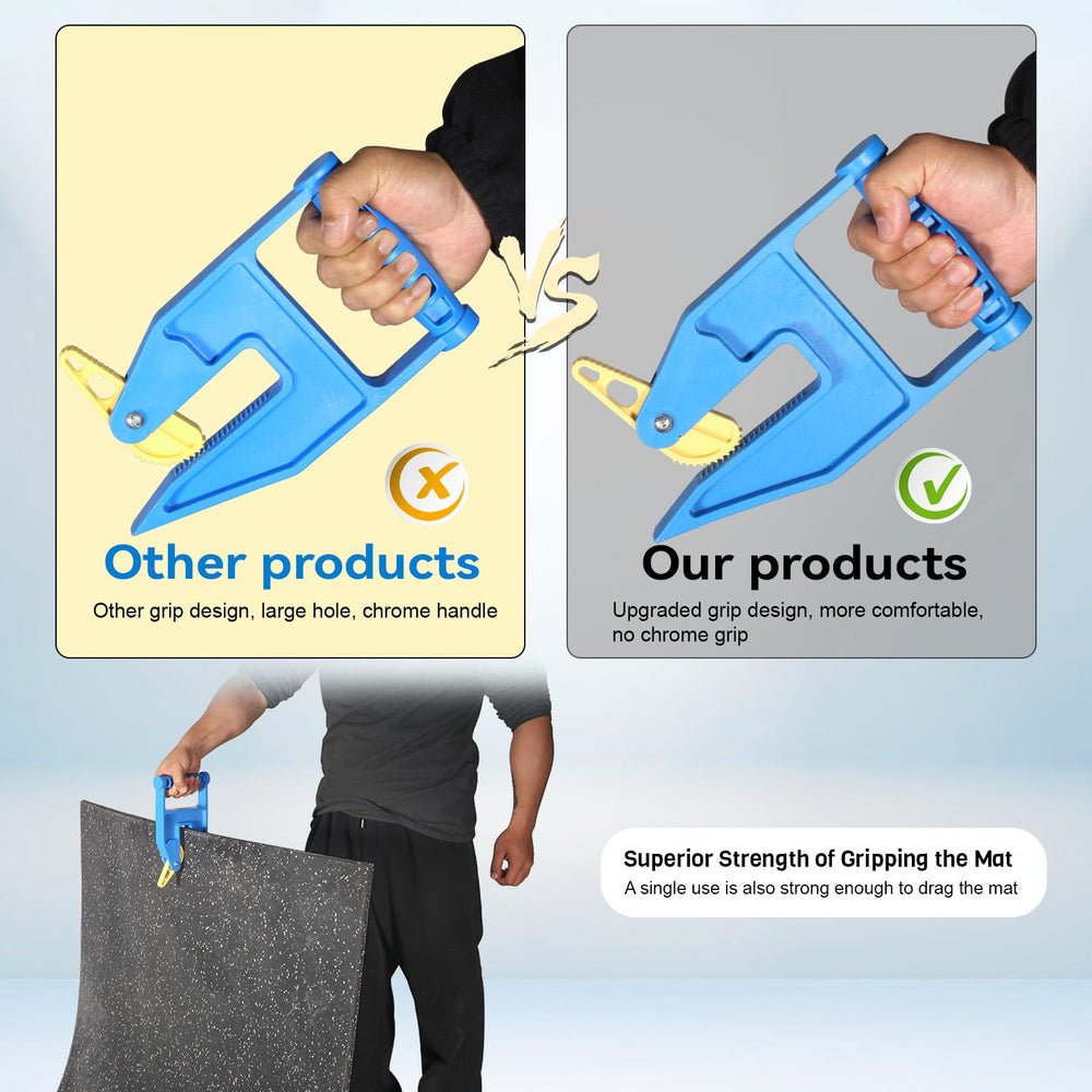 Feroca agarrador para tapetes con empuje ergonómico para levantar tapetes pesados con menos fatiga.