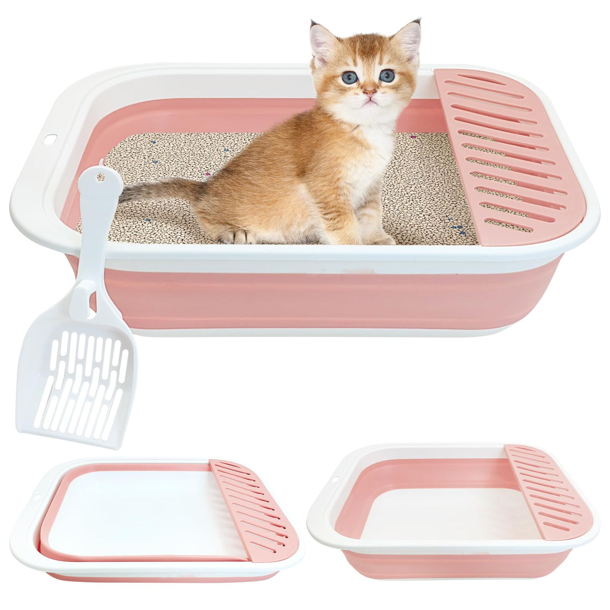 Fhiny caja-arena-gato-portatil-plegable facilita transporte y limpieza diaria