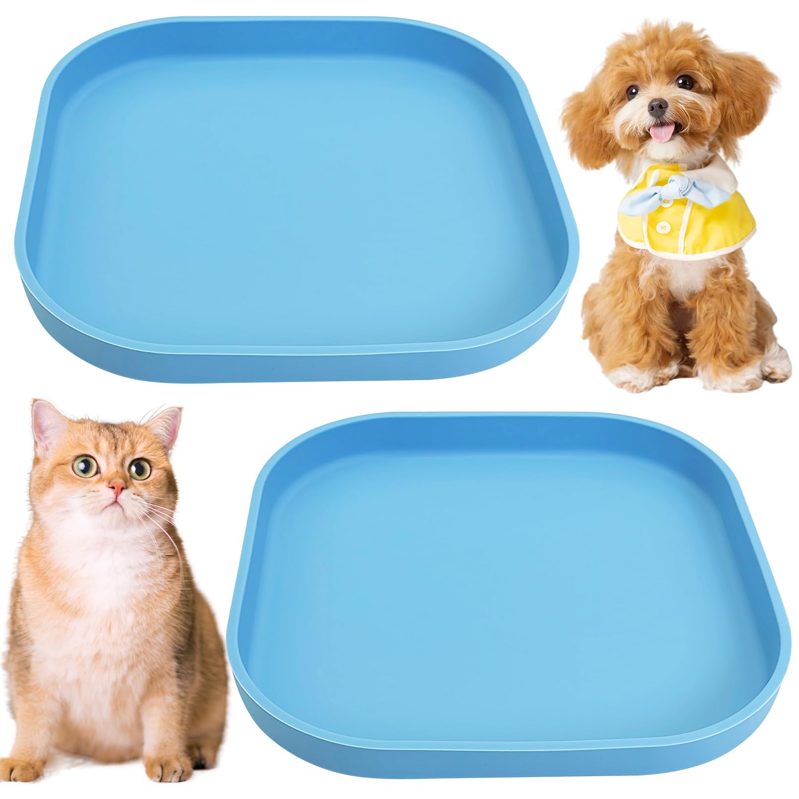 Fhiny cuencos silicona gatos azul 18 cm, aptos para comida seca y húmeda
