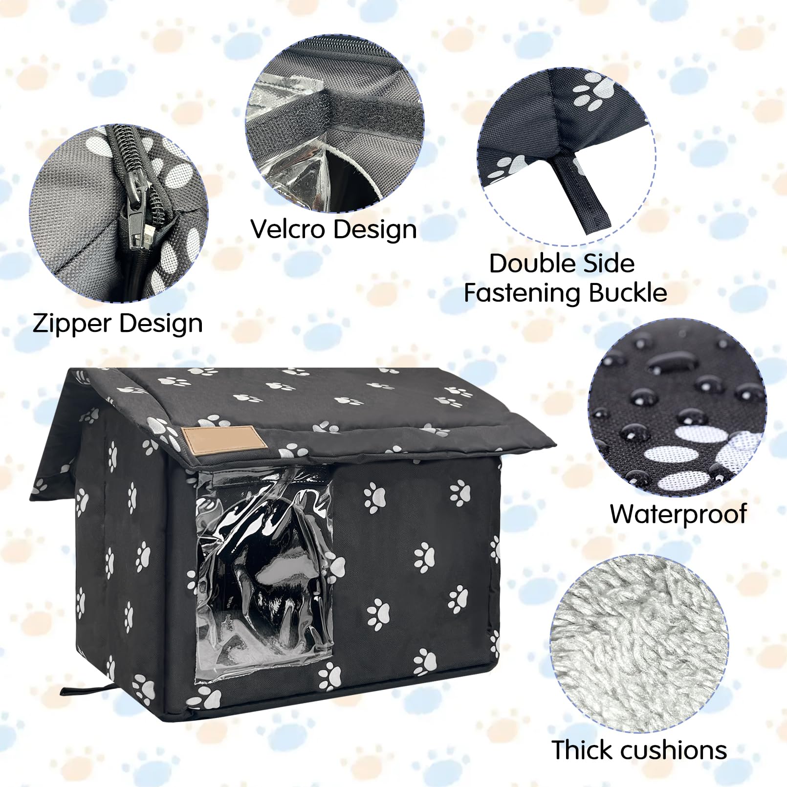 Cueva para gatos Fhiny plegable y cálida para exterior.