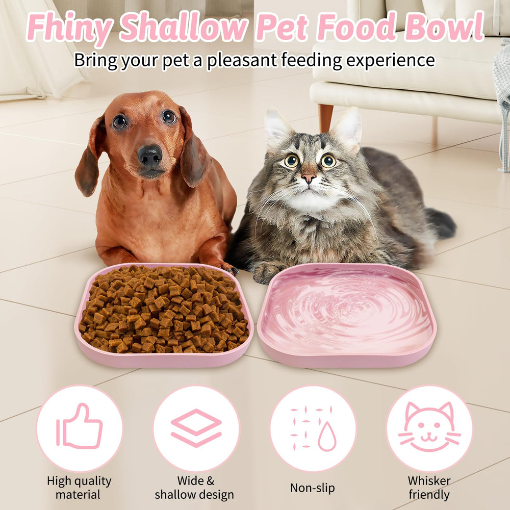 Fhiny juego de 2 cuencos, ideal para comida y agua, rosa.