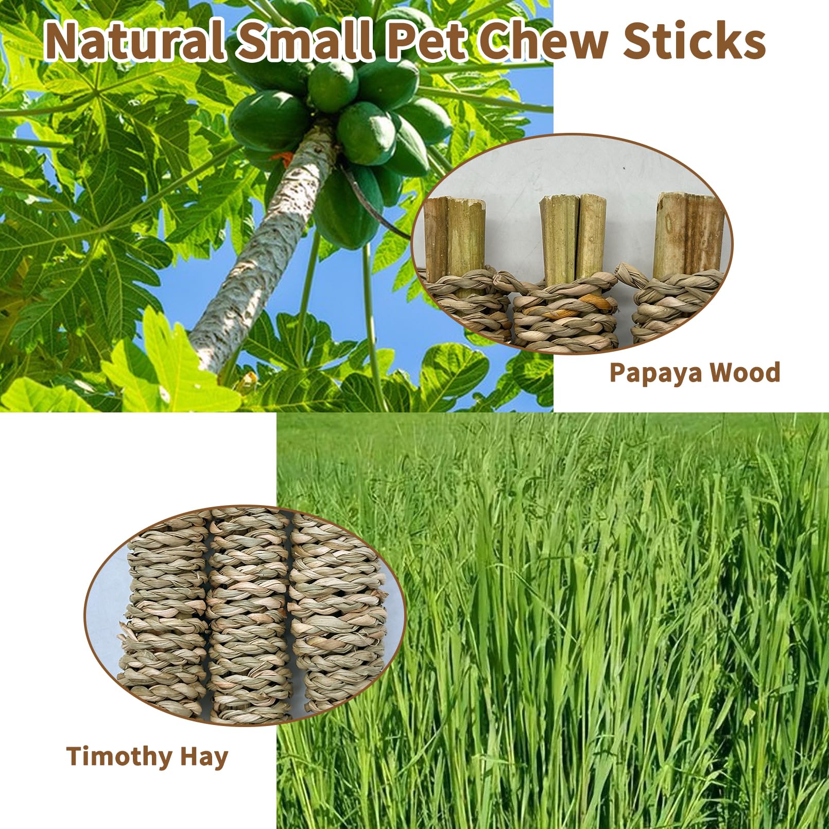 Fhiny materiales naturales: pastos marinos y papaya para sabor y aroma atractivos