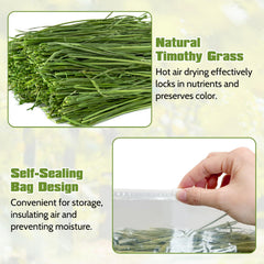 Fhiny Timothy Hay, hojas largas, ideal para masticar y entretenimiento diario.