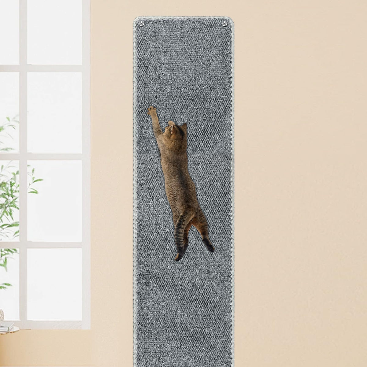 FHTONGE alfombra rascadora de pared para gatos gris favorece estiramiento vertical